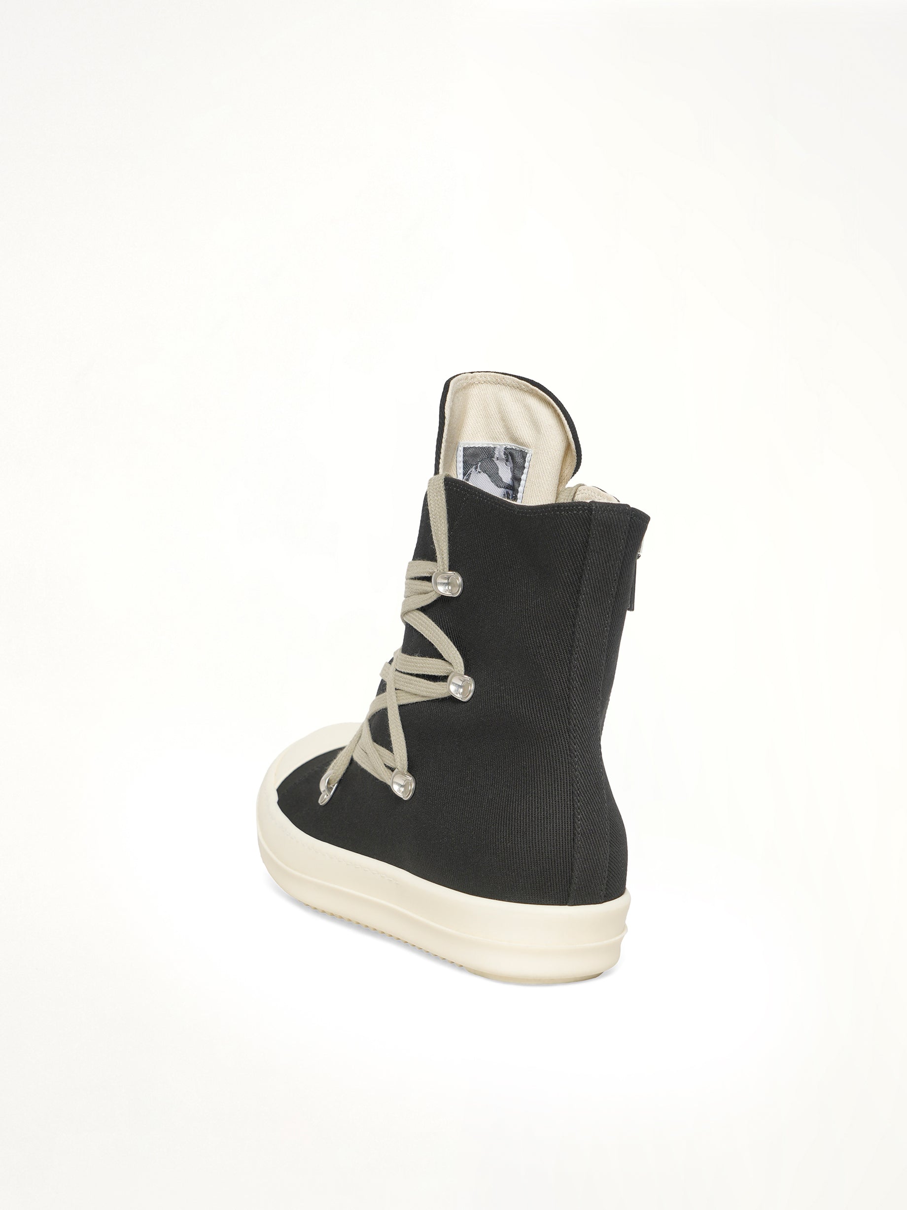 Megalace Sneaks in Black/Milk/Milk Back View | RICK OWENS DRKSHDW