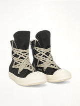 Megalace Sneaks in Black/Milk/Milk Front View | RICK OWENS DRKSHDW