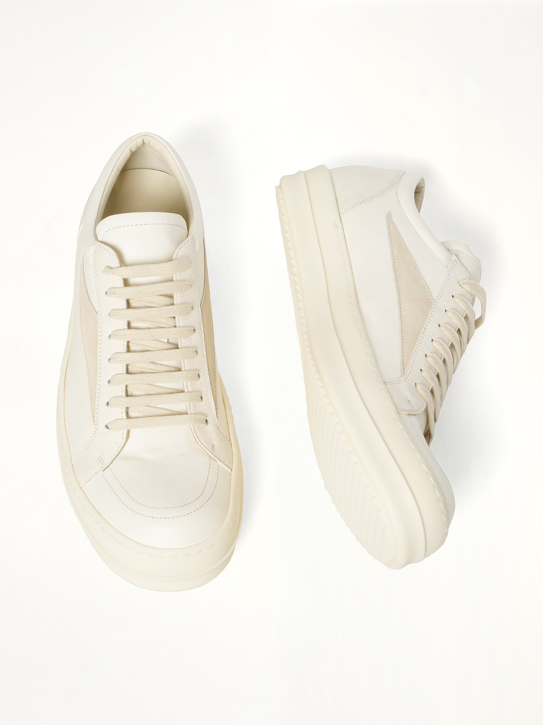 Vintage Sneaks in Milk/Milk/Milk Top View | RICK OWENS