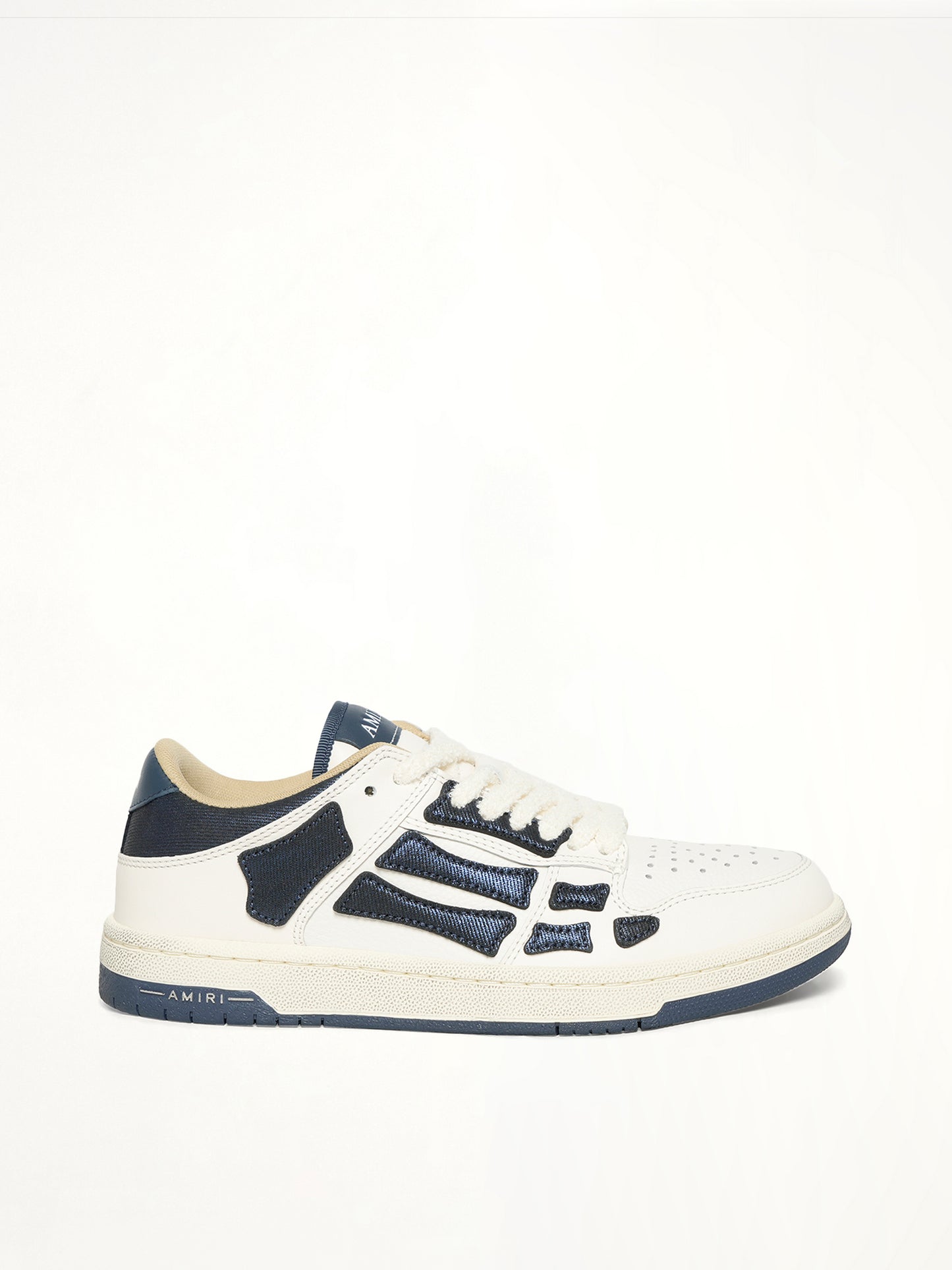 Denim Skeleton Low Top Sneakers in Wet Shimmer