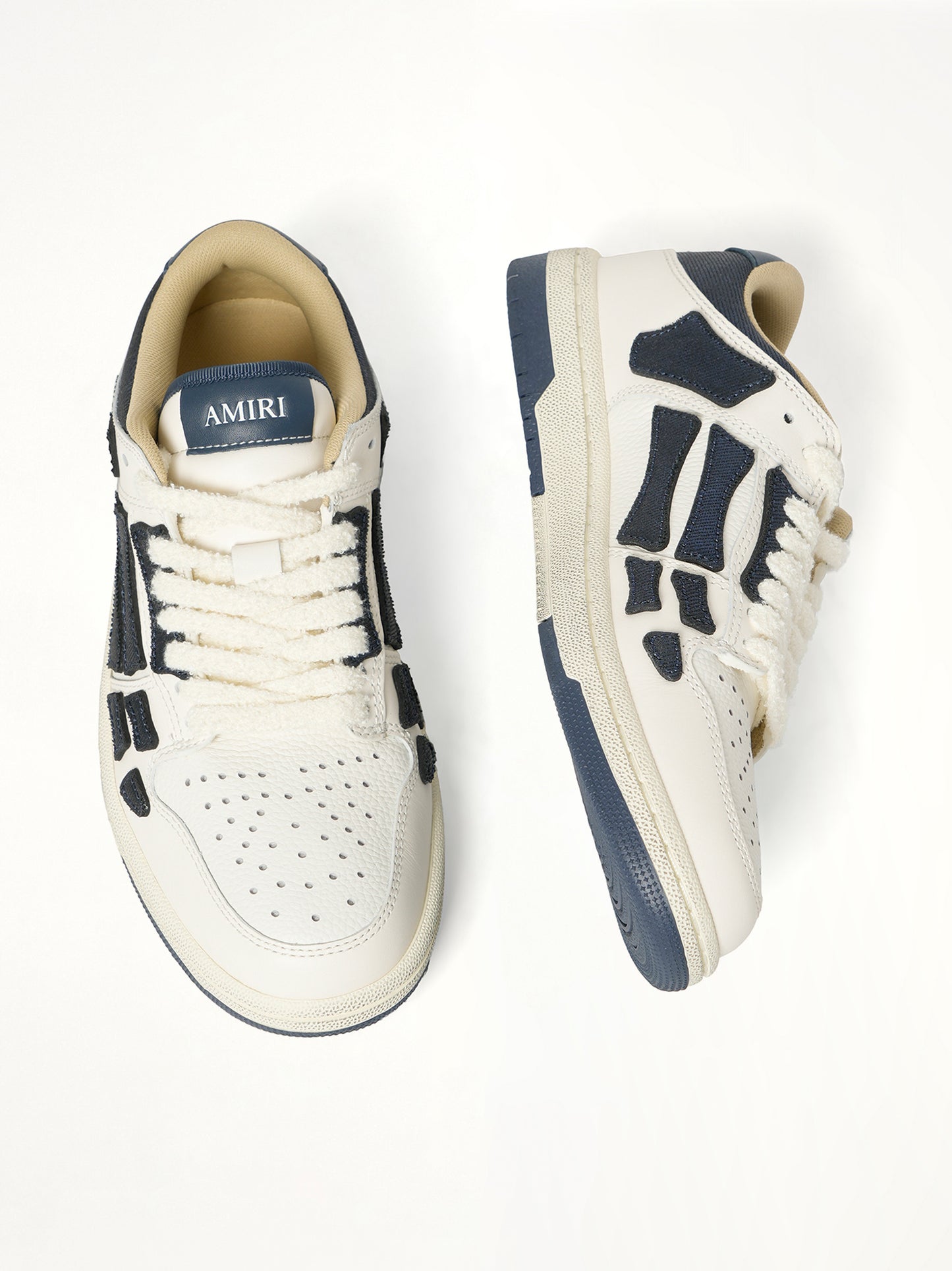 Denim Skeleton Low Top Sneakers in Wet Shimmer