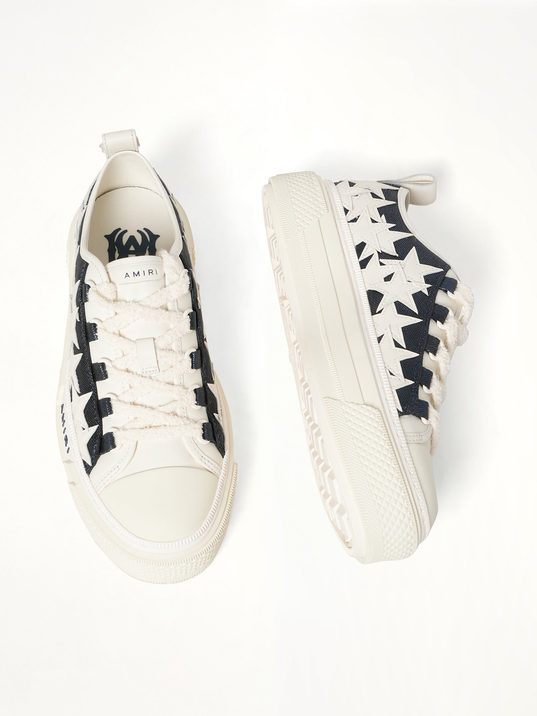 Denim Stars Court Low Sneaker in Wet Shimmer Top View | AMIRI