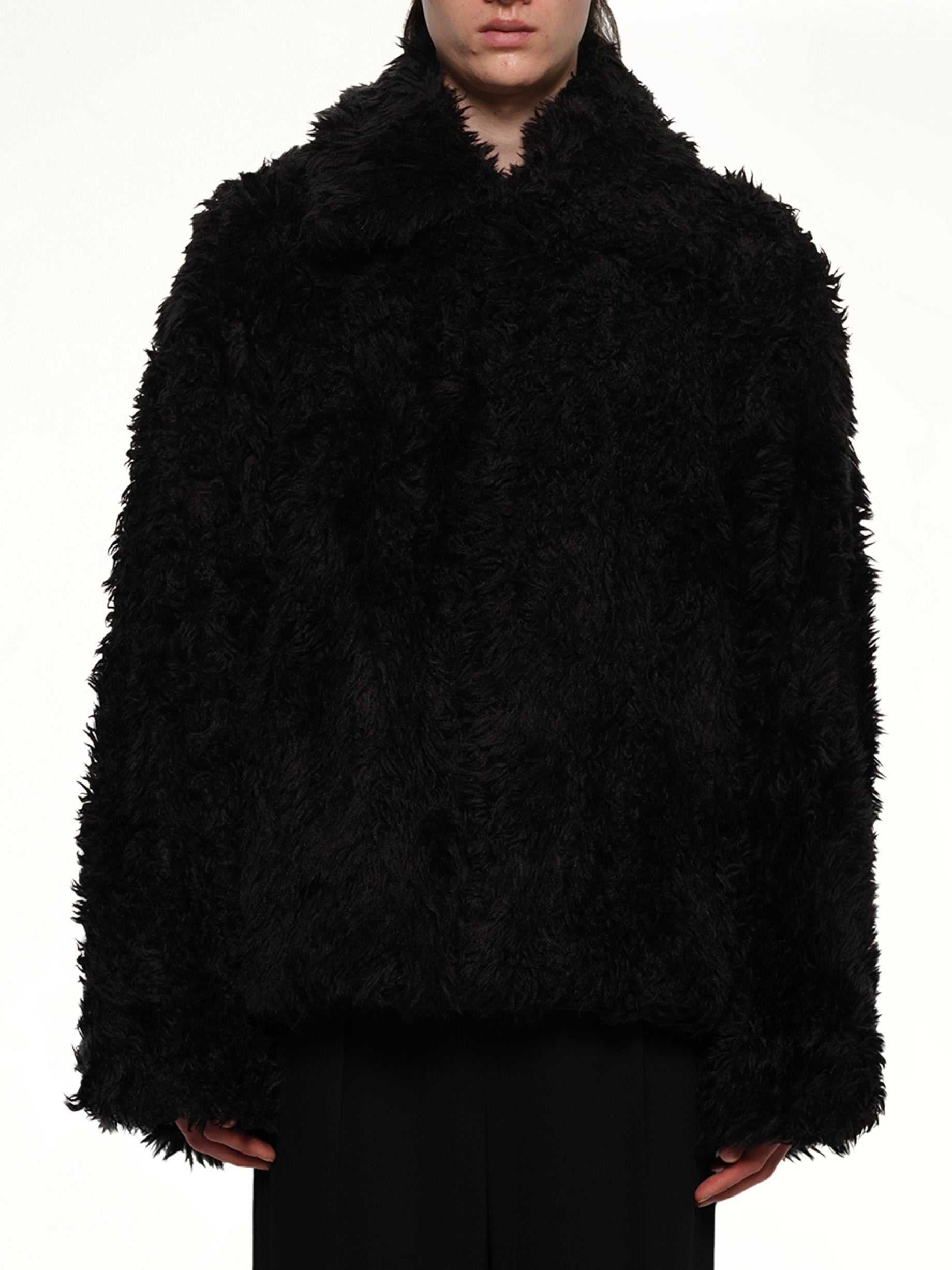 Sinister Mouth Faux Fur Jacket in Black