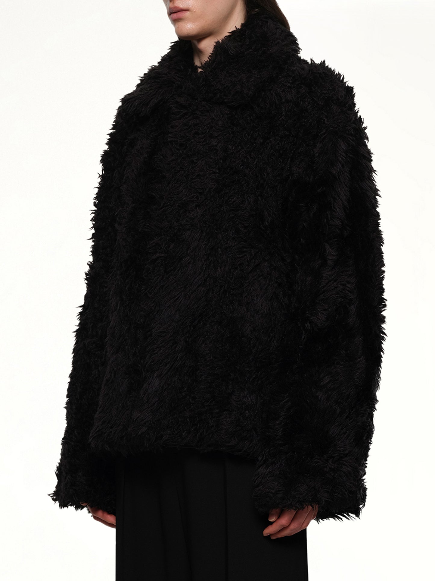 Sinister Mouth Faux Fur Jacket in Black