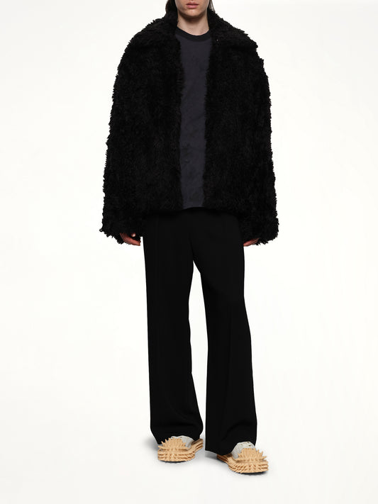Sinister Mouth Faux Fur Jacket in Black