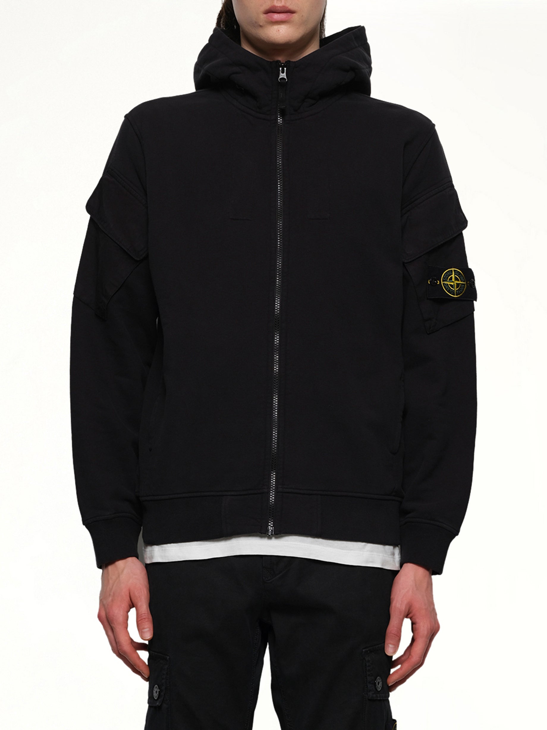 610000 Cotton Fleece Hoodie in Black