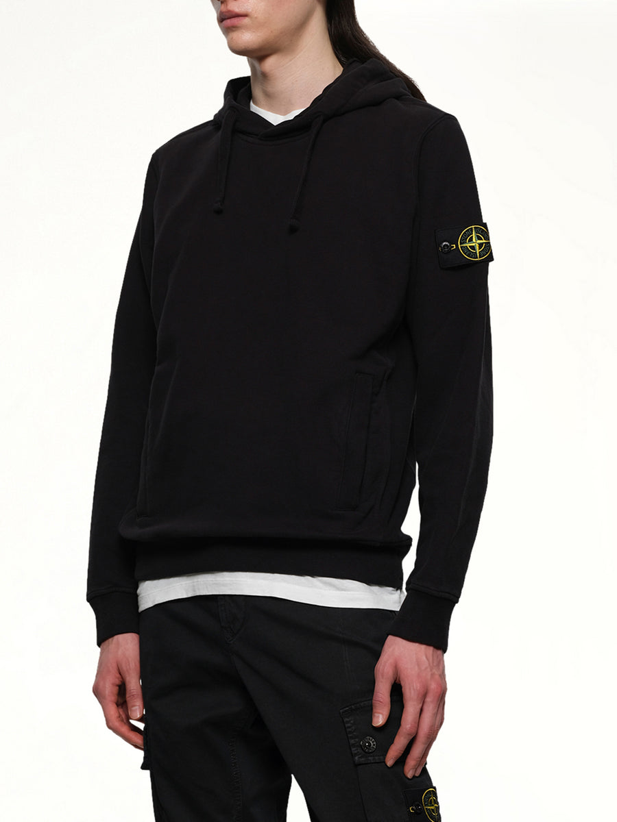 6100029 Cotton Fleece Hoodie in Black