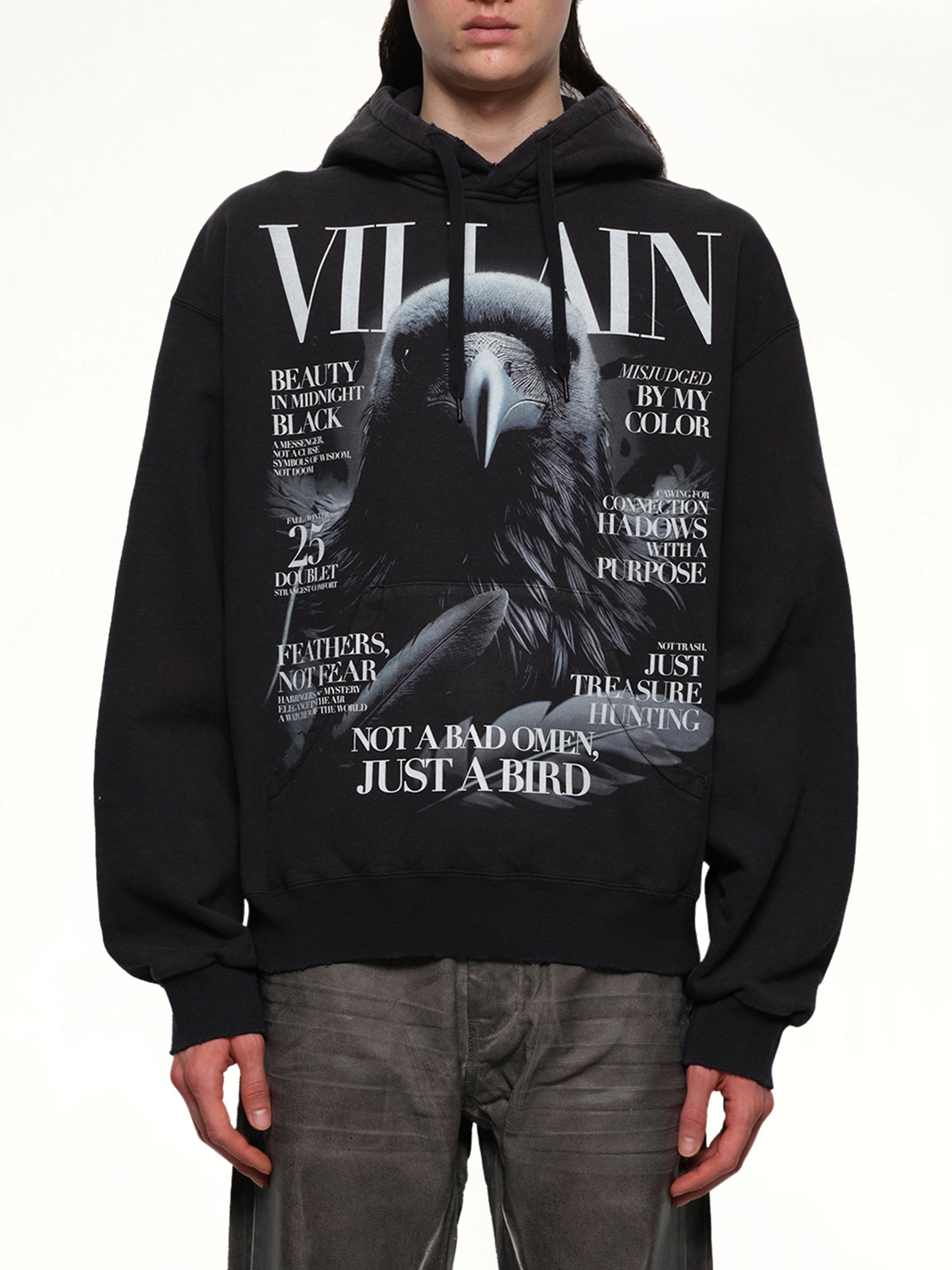 Villain Cover Print Hoodie in Black