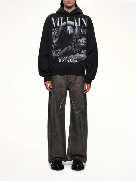 Villain Cover Print Hoodie in Black