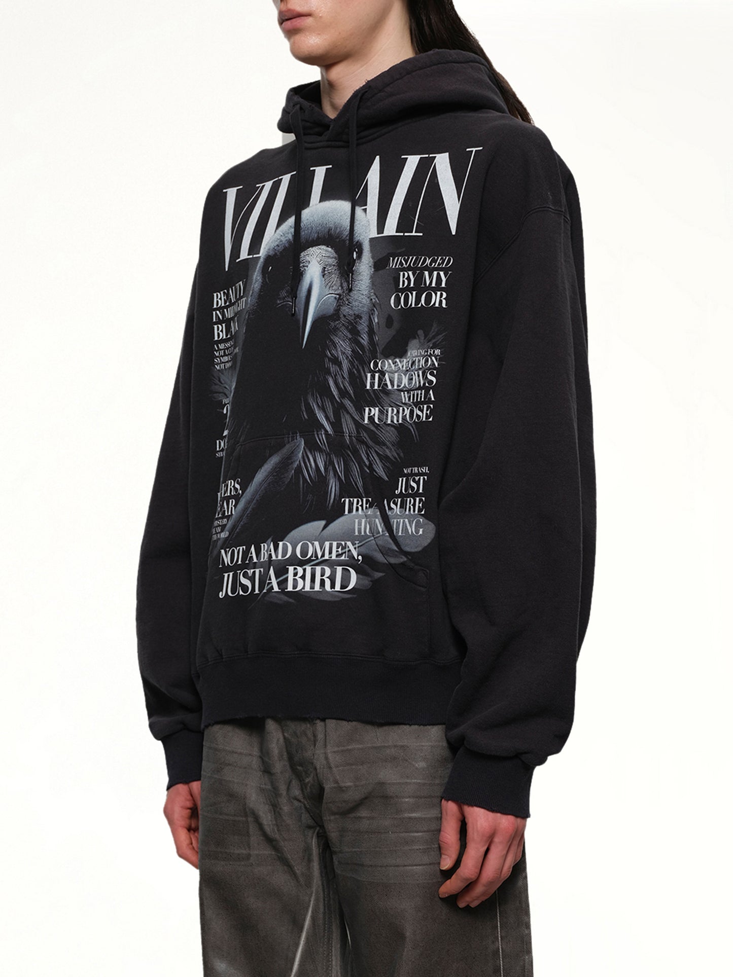 Villain Cover Print Hoodie in Black