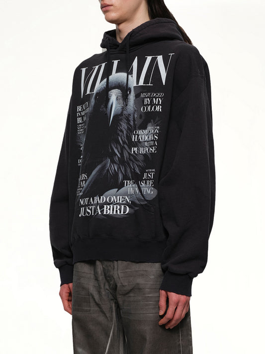 Villain Cover Print Hoodie in Black