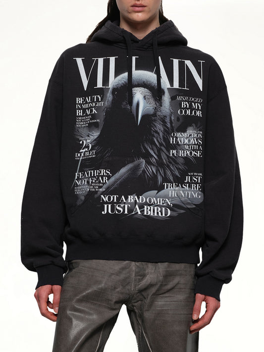 Villain Cover Print Hoodie in Black