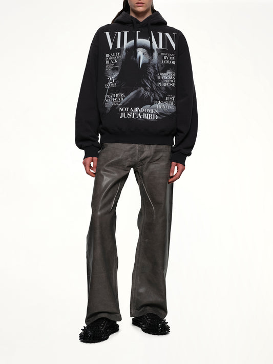 Villain Cover Print Hoodie in Black