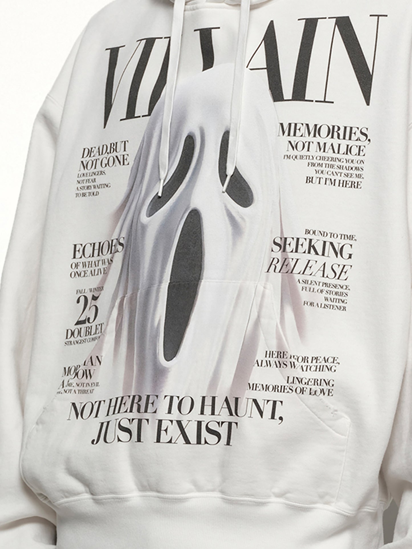 Villain Cover Print Hoodie in White