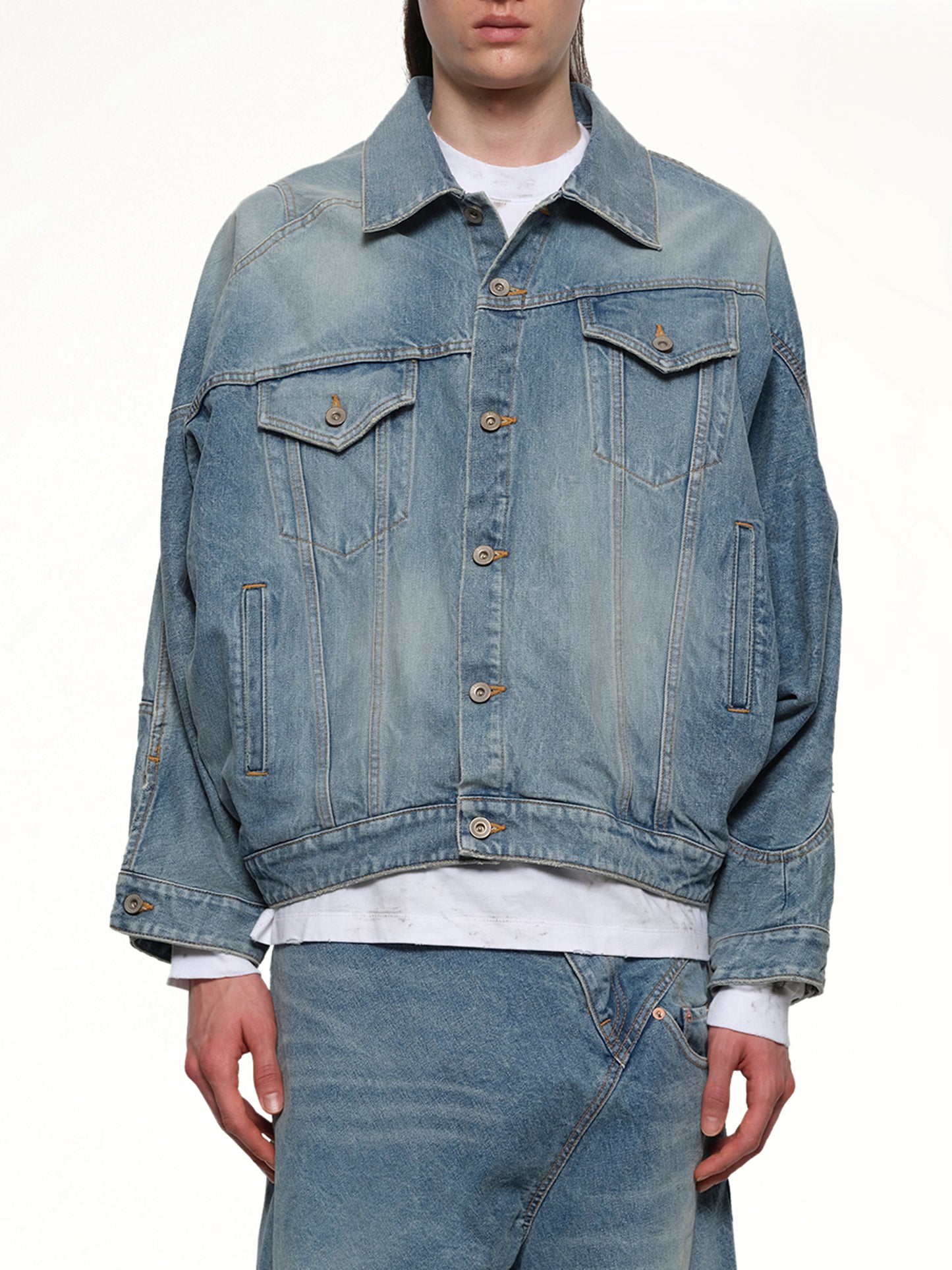 Distorted Cutting Denim Jacket in Indigo