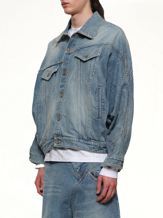 Distorted Cutting Denim Jacket in Indigo