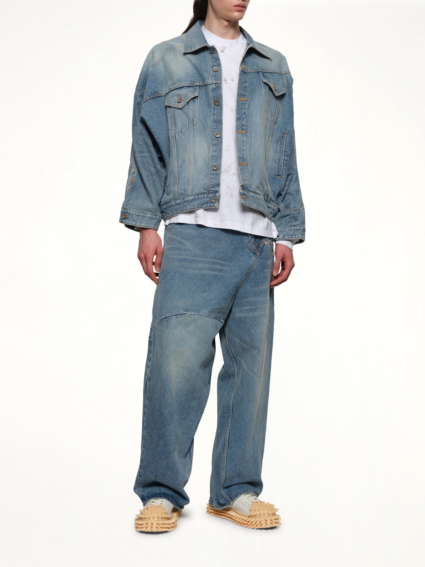 Distorted Cutting Denim Jacket in Indigo