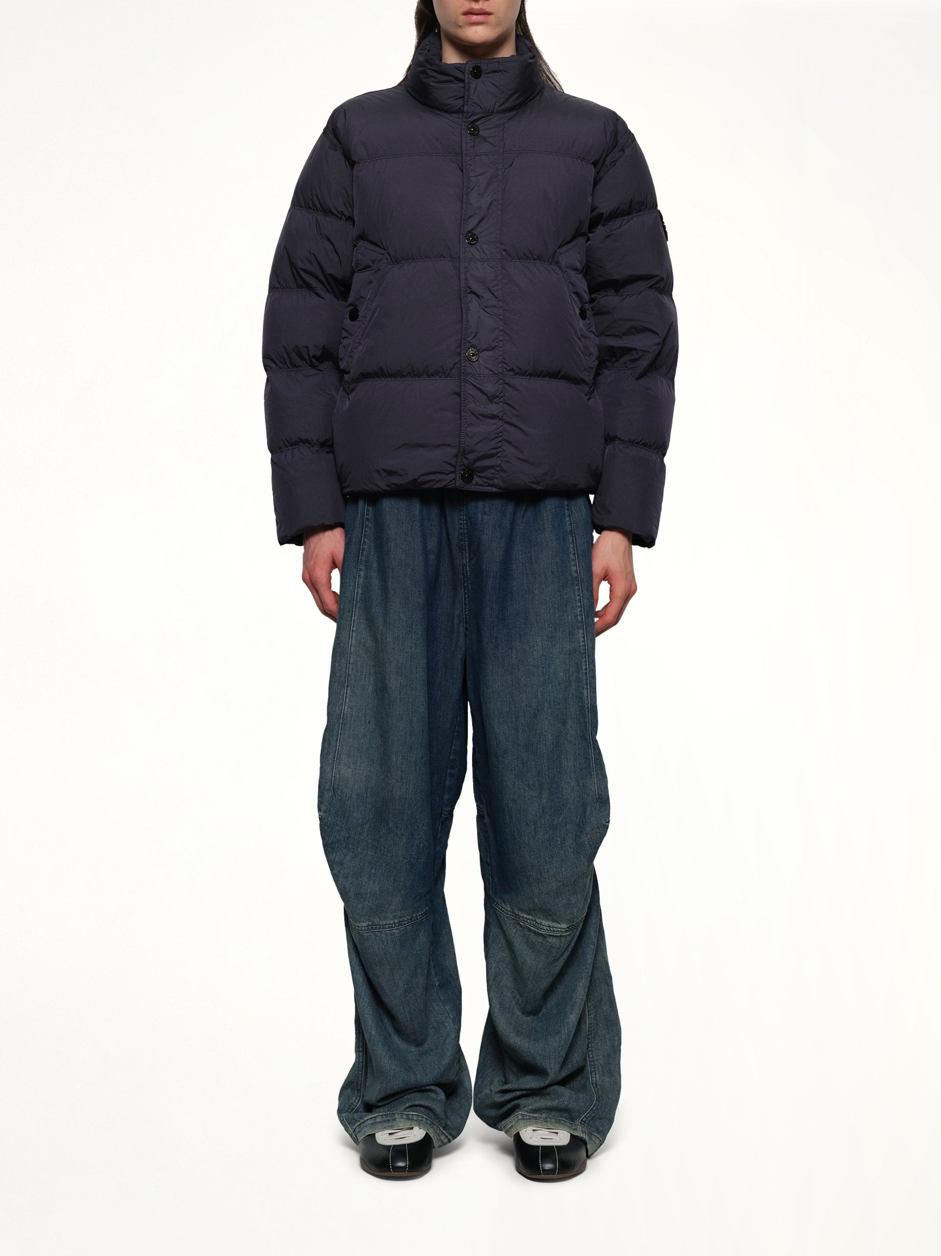 410001 Garment Dyed Crinkle Nylon Down in Navy Blue