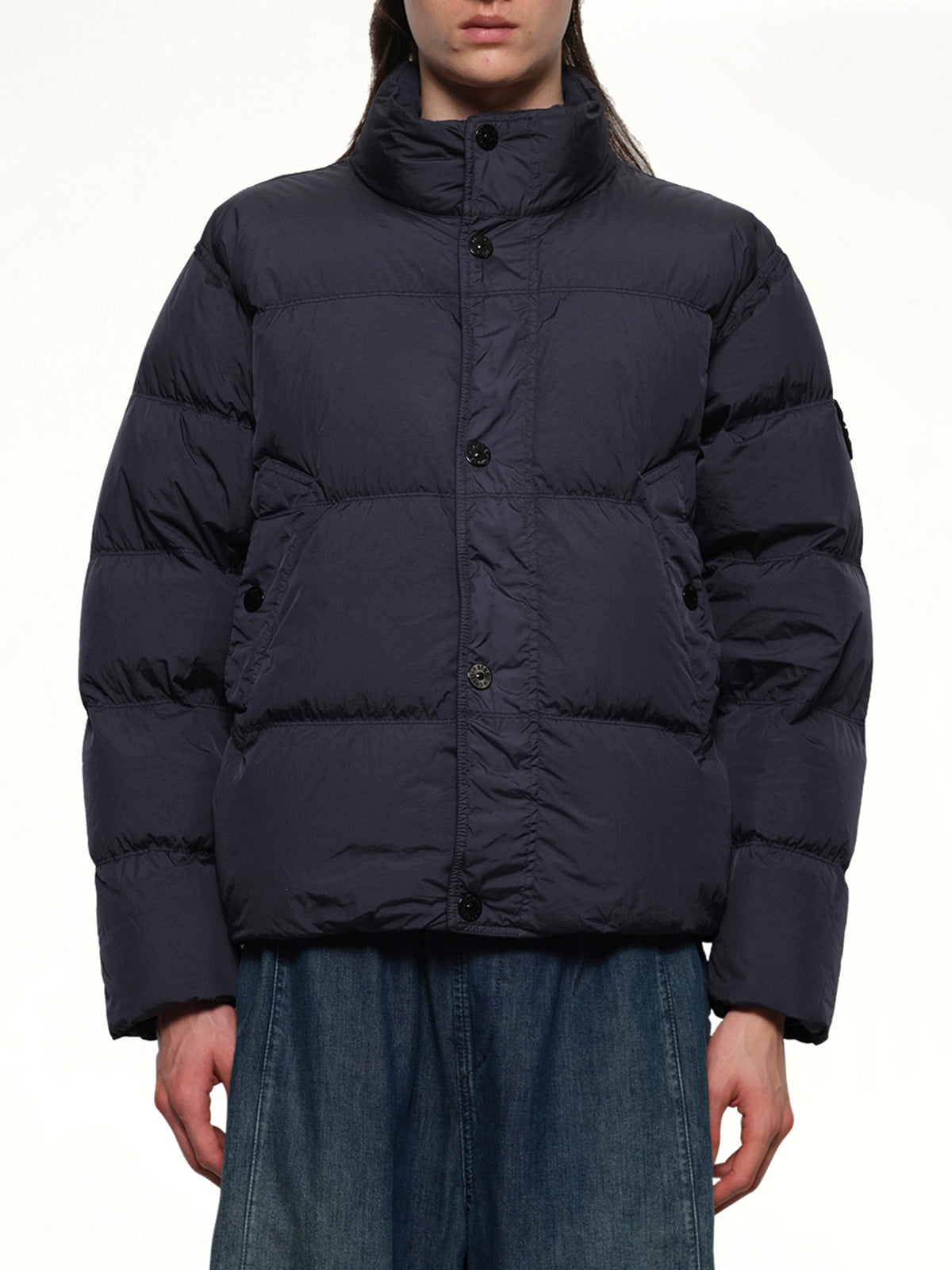 410001 Garment Dyed Crinkle Nylon Down in Navy Blue