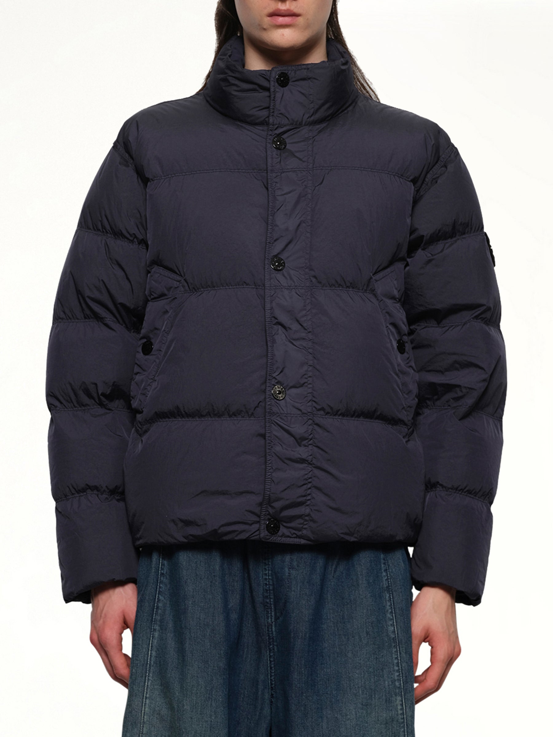 410001 Garment Dyed Crinkle Nylon Down in Navy Blue