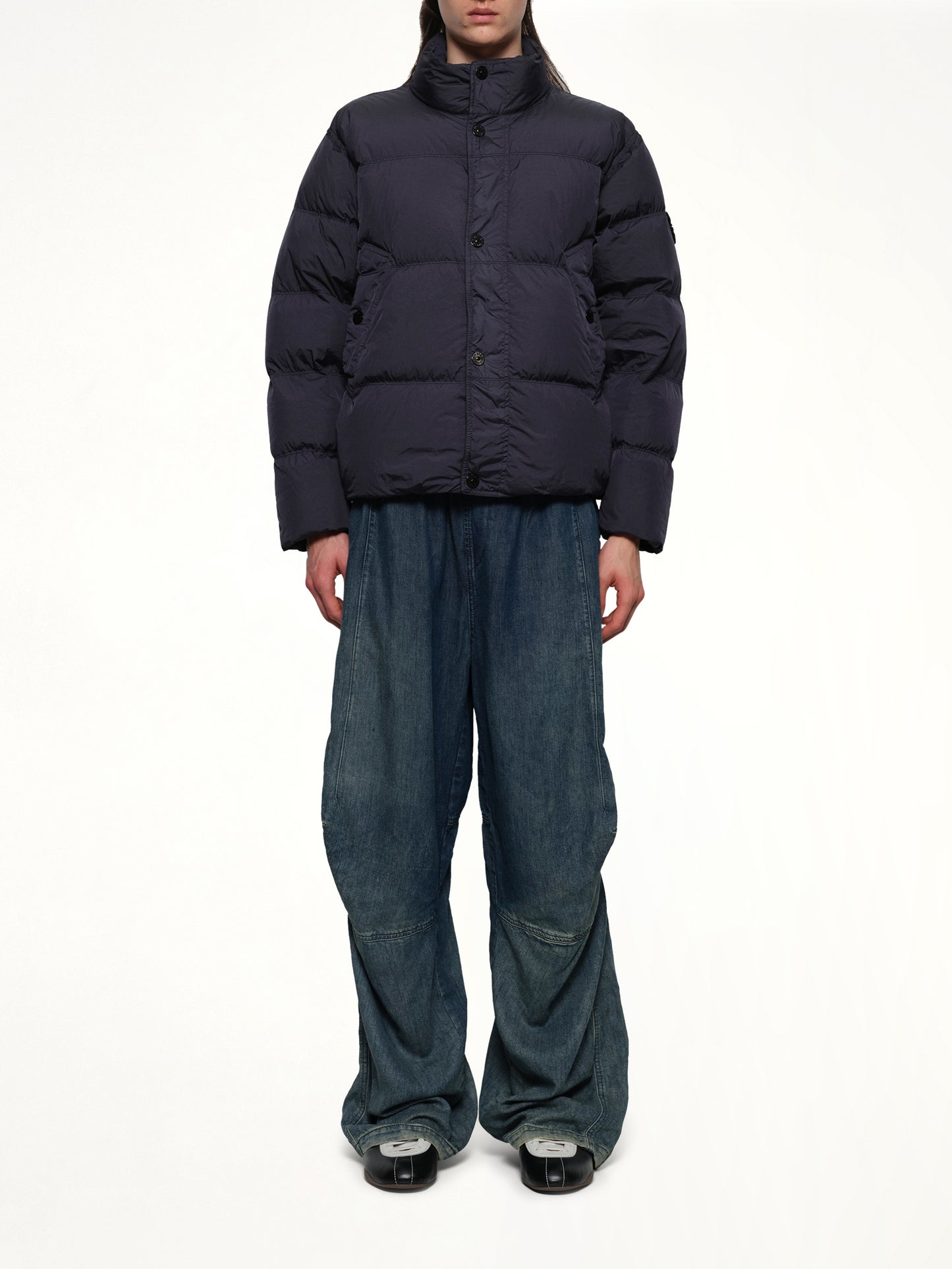 410001 Garment Dyed Crinkle Nylon Down in Navy Blue