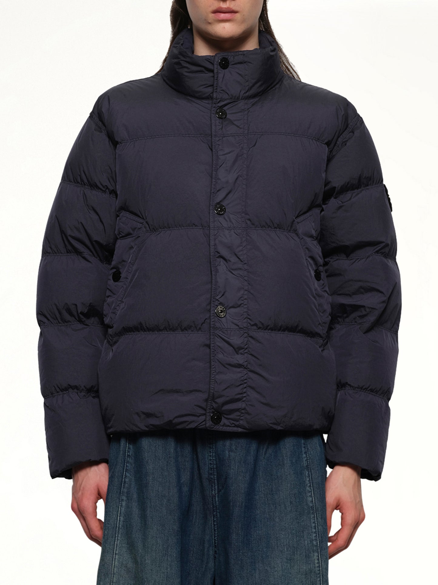 410001 Garment Dyed Crinkle Nylon Down in Navy Blue