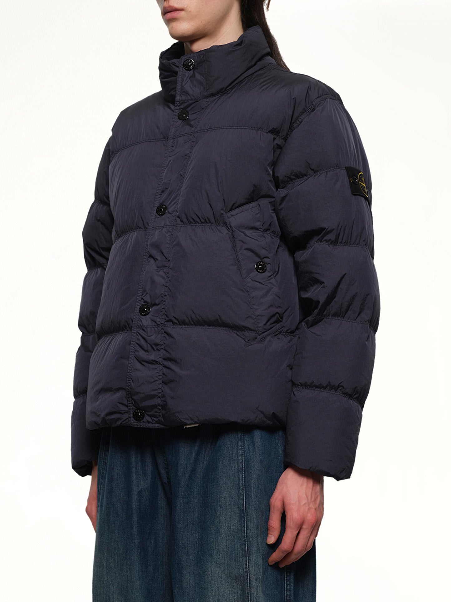 410001 Garment Dyed Crinkle Nylon Down in Navy Blue