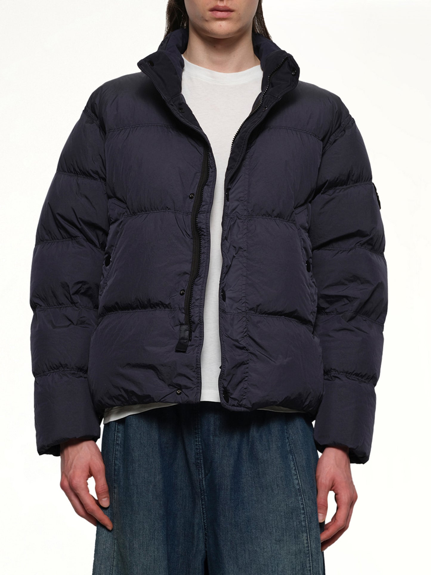 410001 Garment Dyed Crinkle Nylon Down in Navy Blue