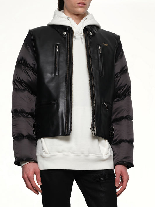 Vegan Leather Blouson in Black