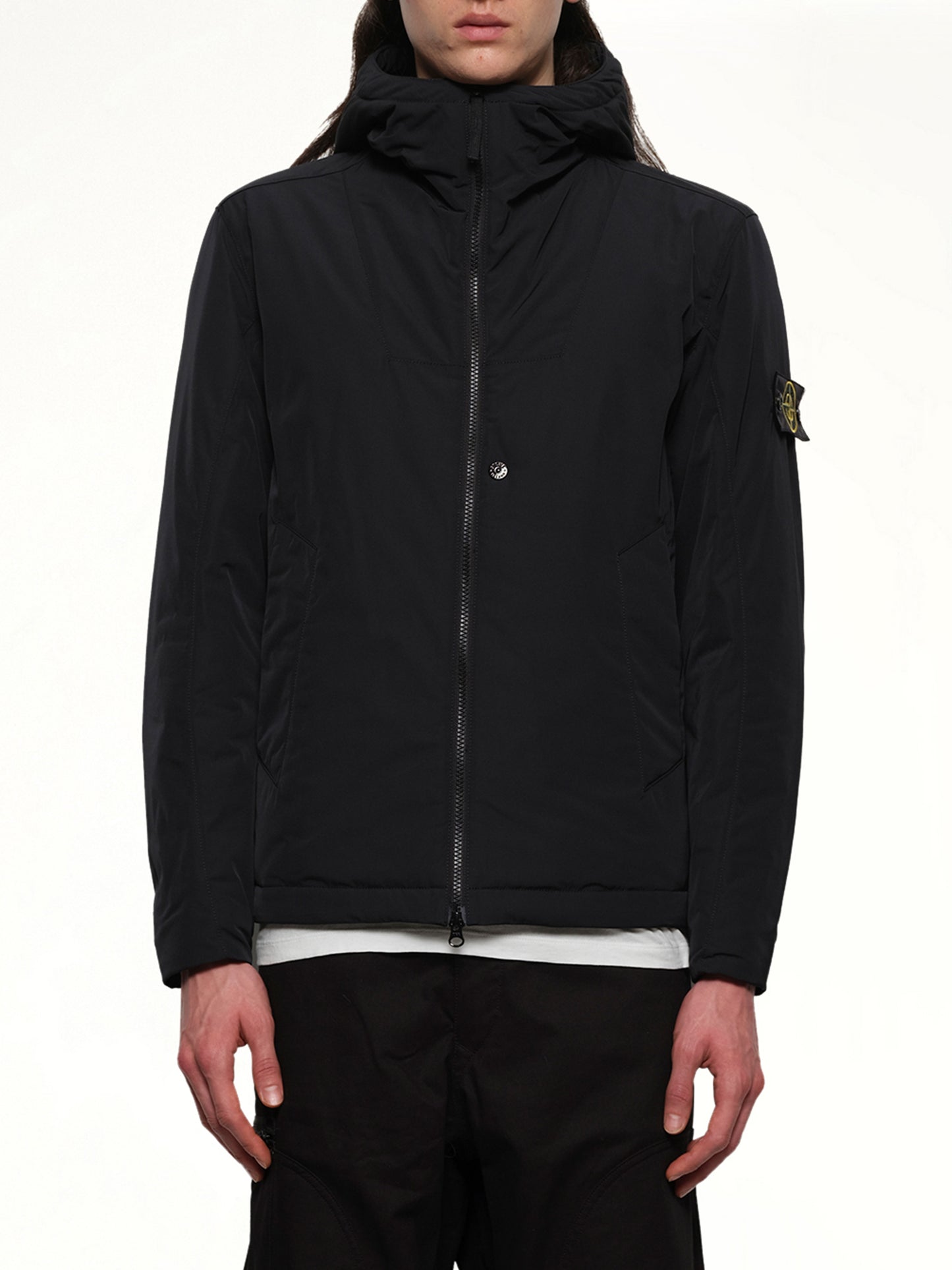 410004 Micro Twill Hooded Jacket in Black