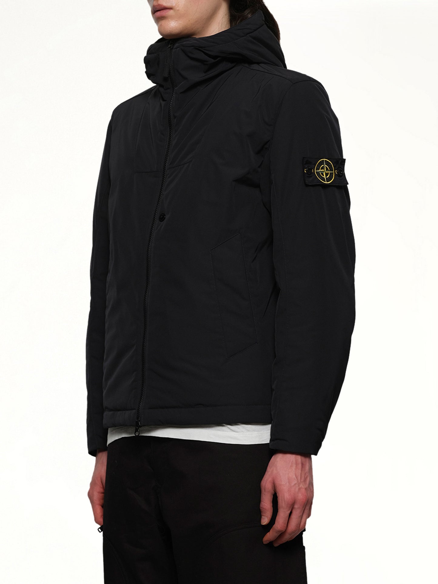 410004 Micro Twill Hooded Jacket in Black