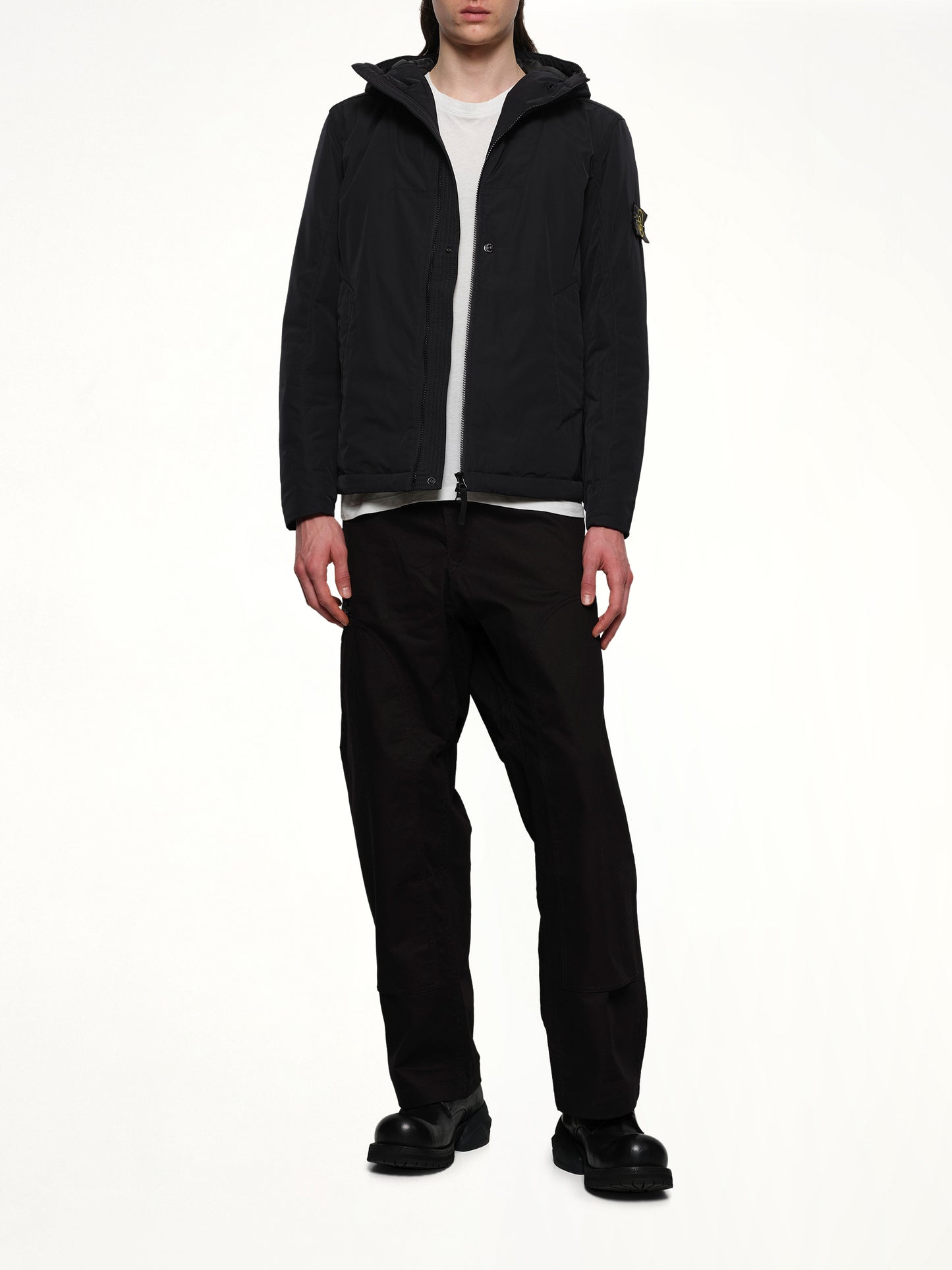 410004 Micro Twill Hooded Jacket in Black