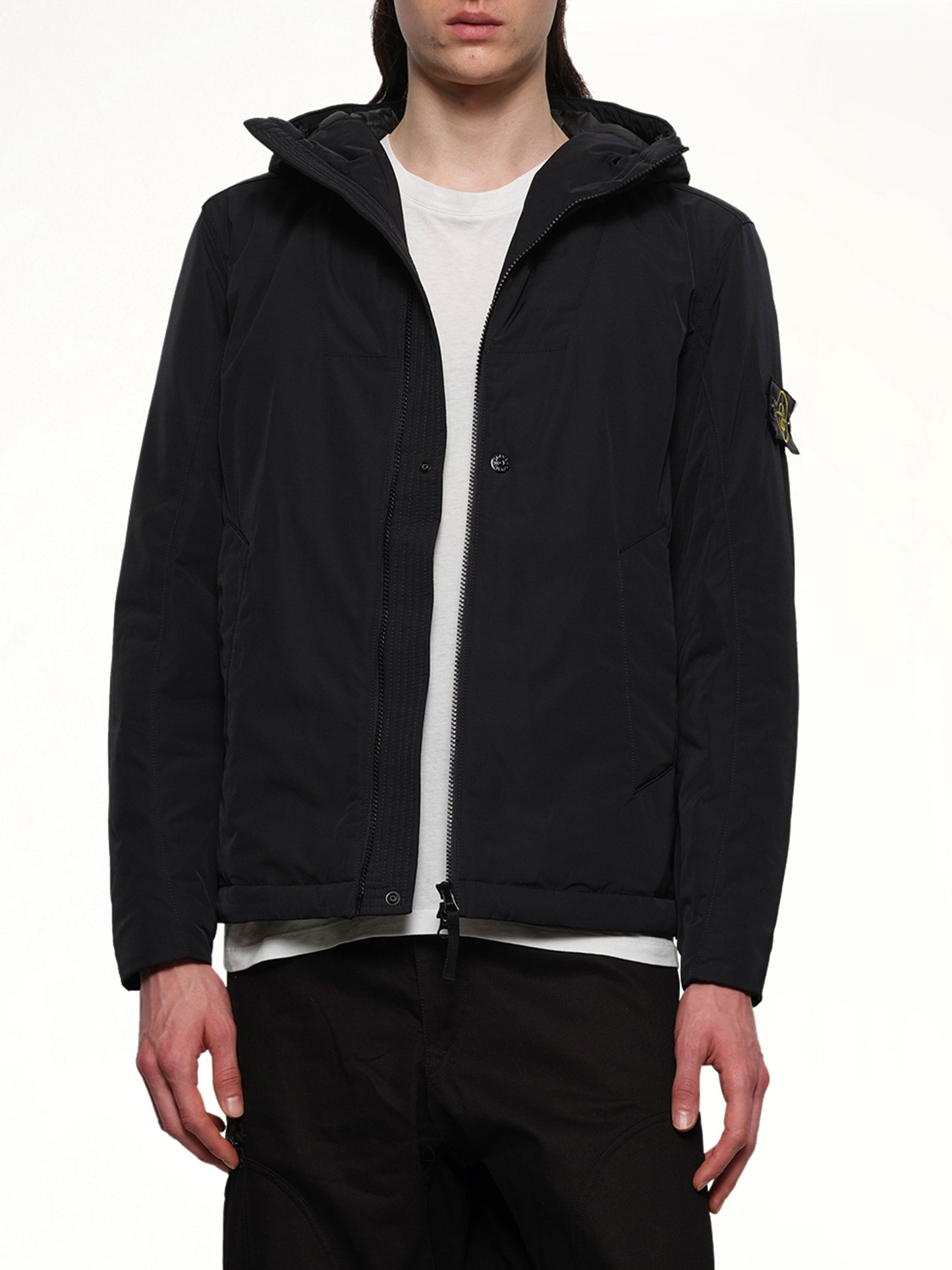 410004 Micro Twill Hooded Jacket in Black