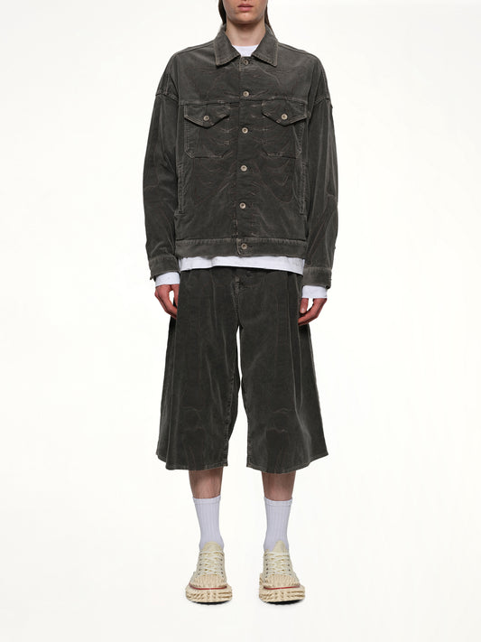 Bone Applique Corduroy Jacket in Grey