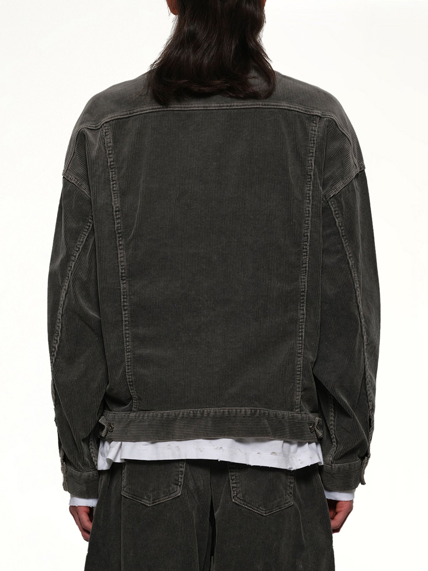 Bone Applique Corduroy Jacket in Grey