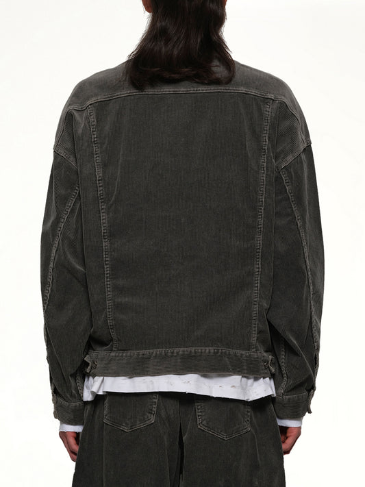 Bone Applique Corduroy Jacket in Grey