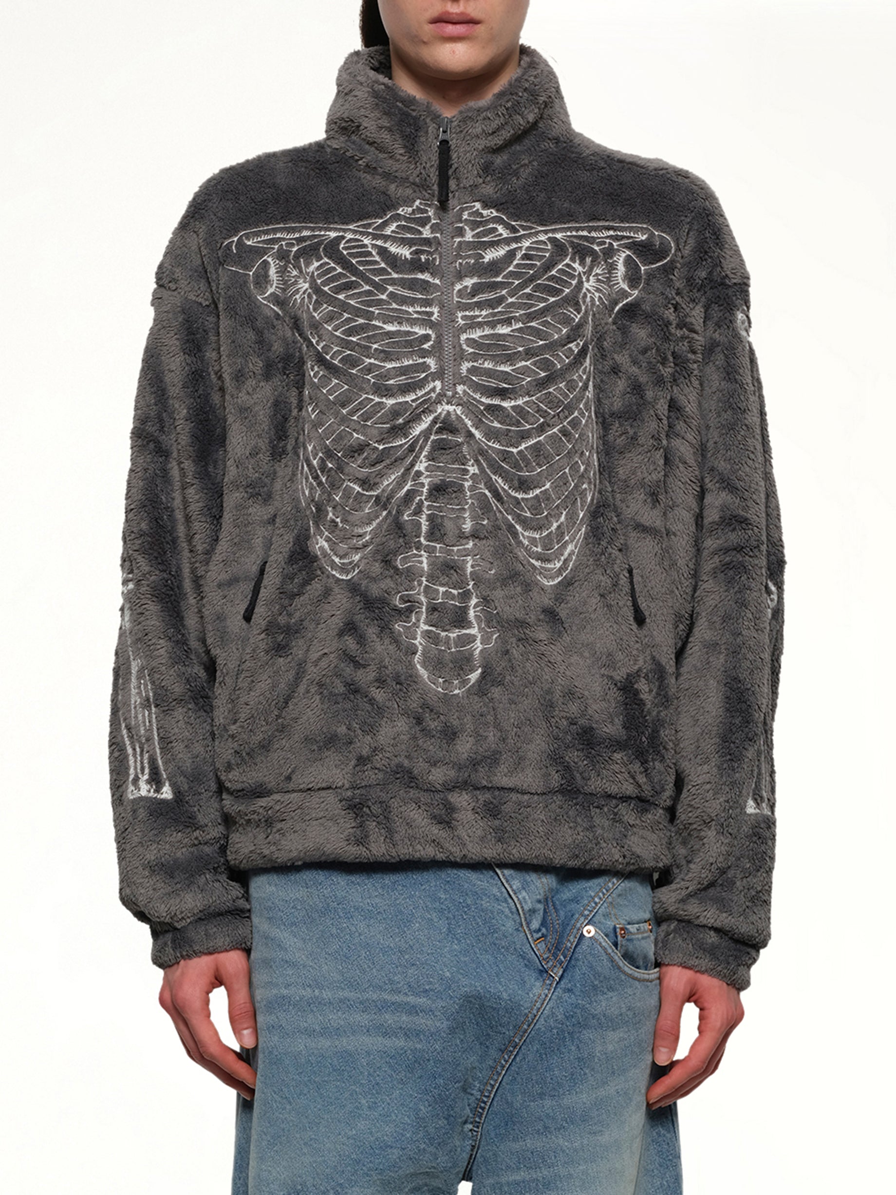 Glow in the dark Skelton Fleece Jacket in Grey