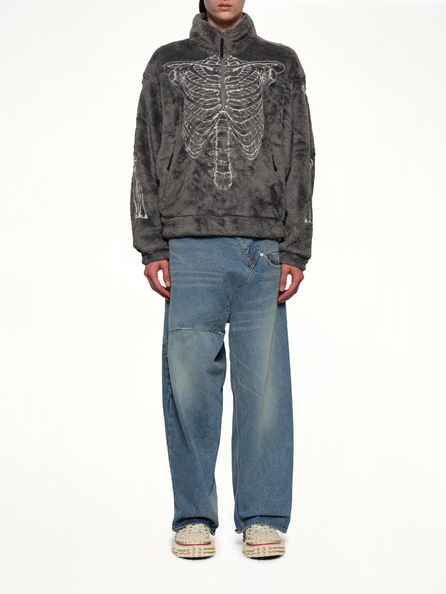 Glow in the dark Skelton Fleece Jacket in Grey