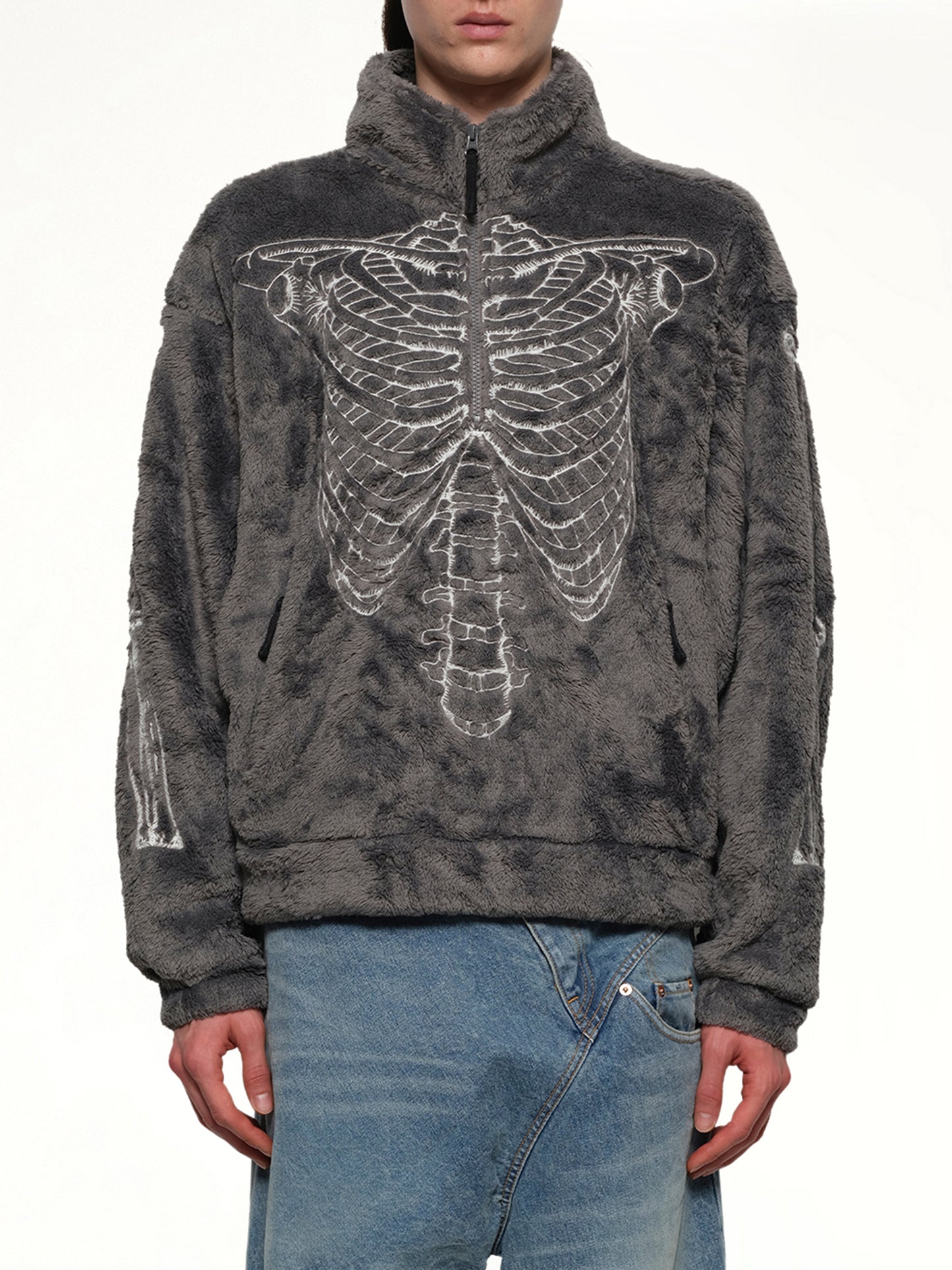 Glow in the dark Skelton Fleece Jacket in Grey