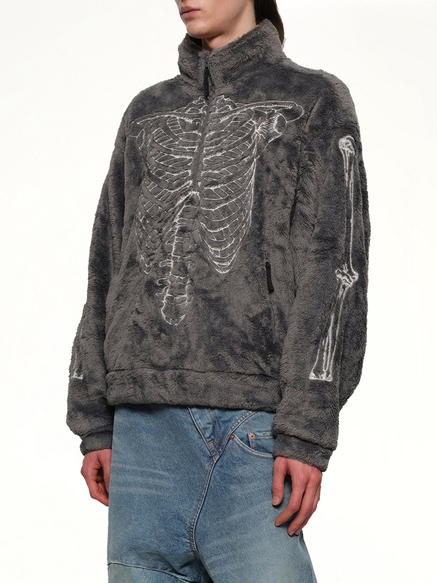 Glow in the dark Skelton Fleece Jacket in Grey