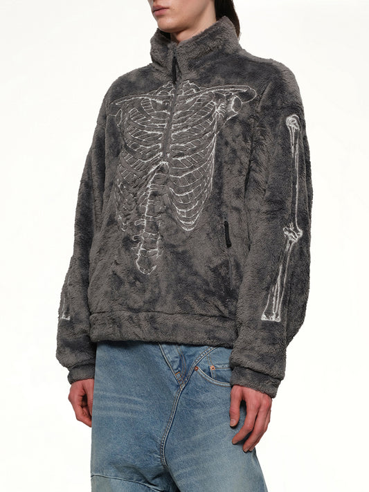 Glow in the dark Skelton Fleece Jacket in Grey