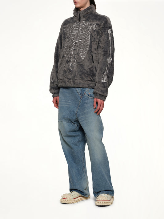 Glow in the dark Skelton Fleece Jacket in Grey