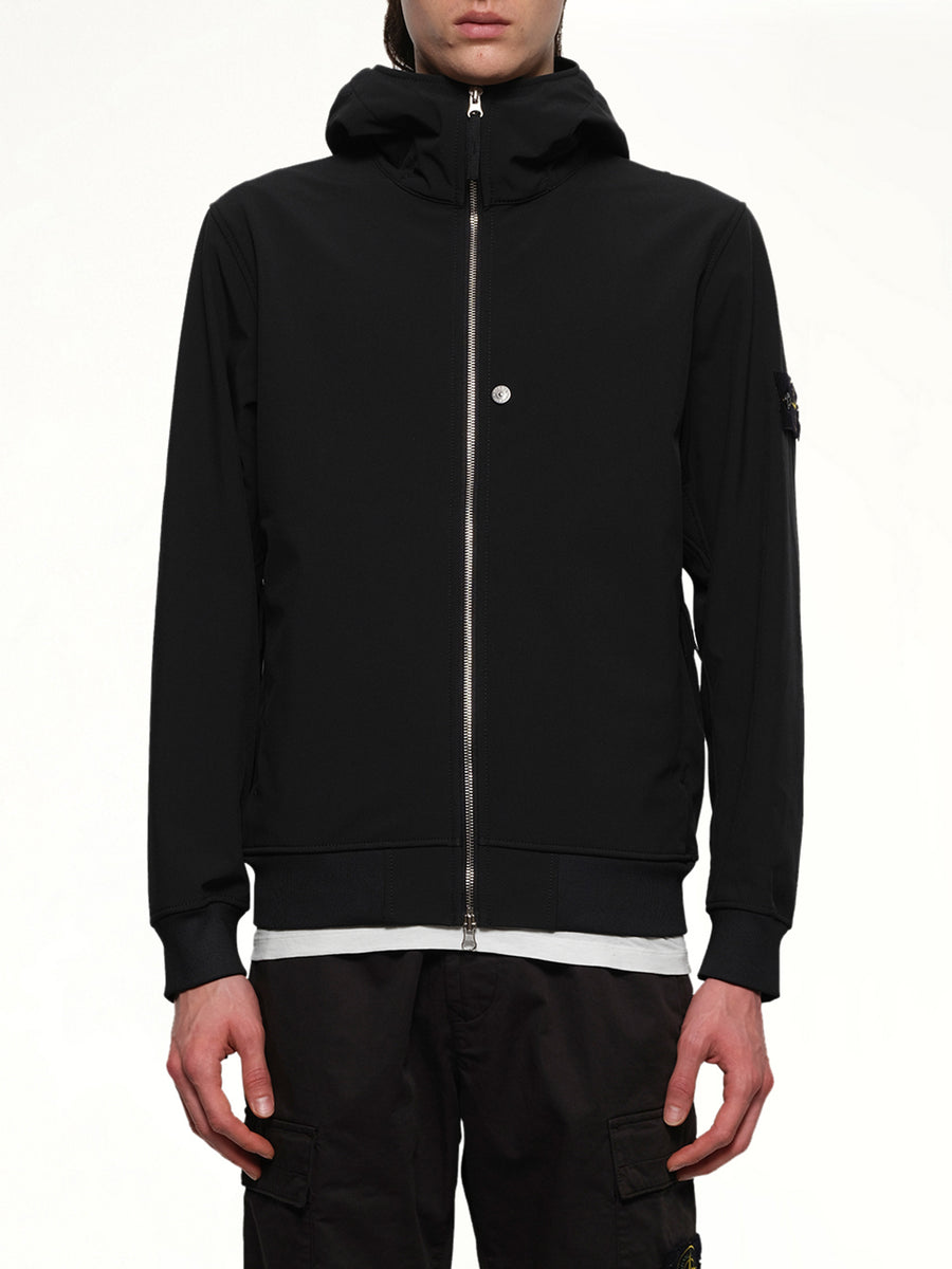 Q100004 Soft Shell Hooded Jacket in Black