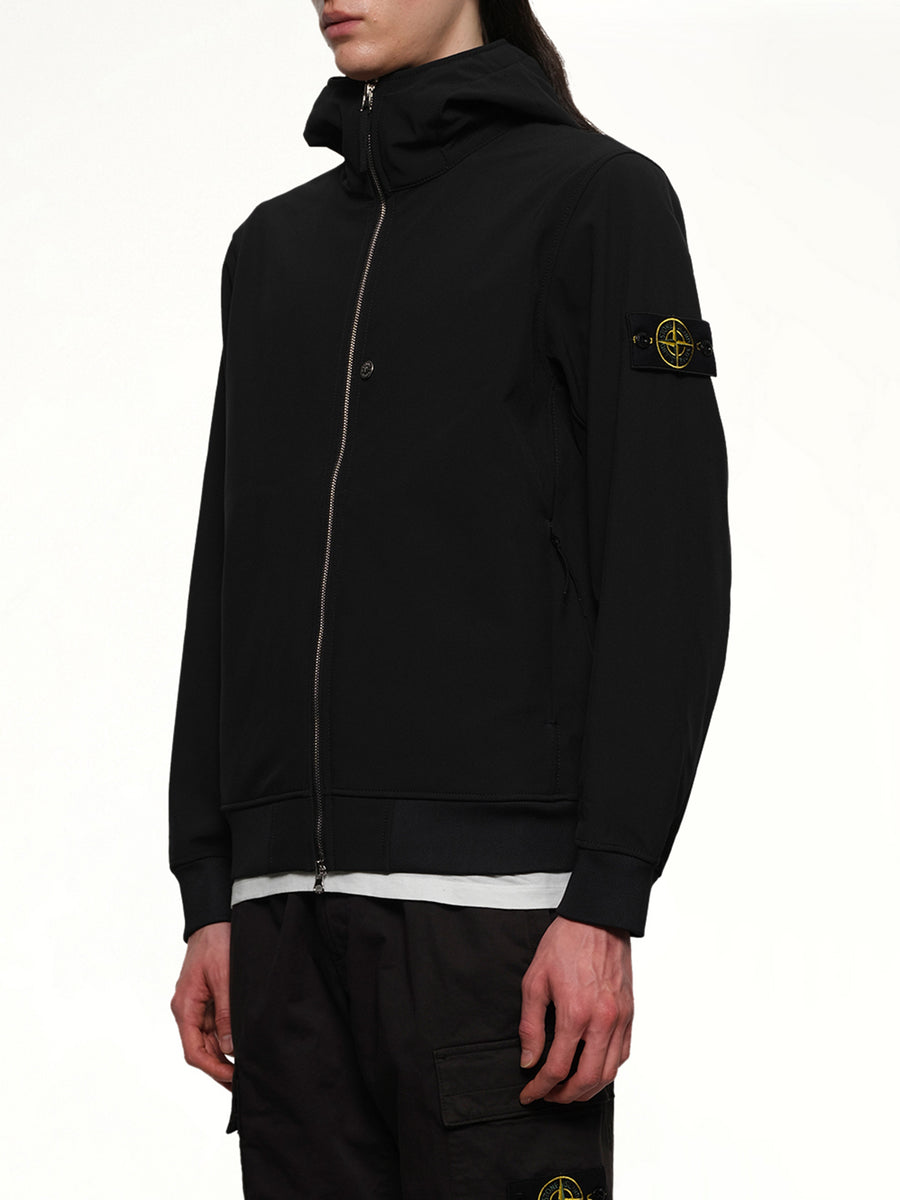 Q100004 Soft Shell Hooded Jacket in Black
