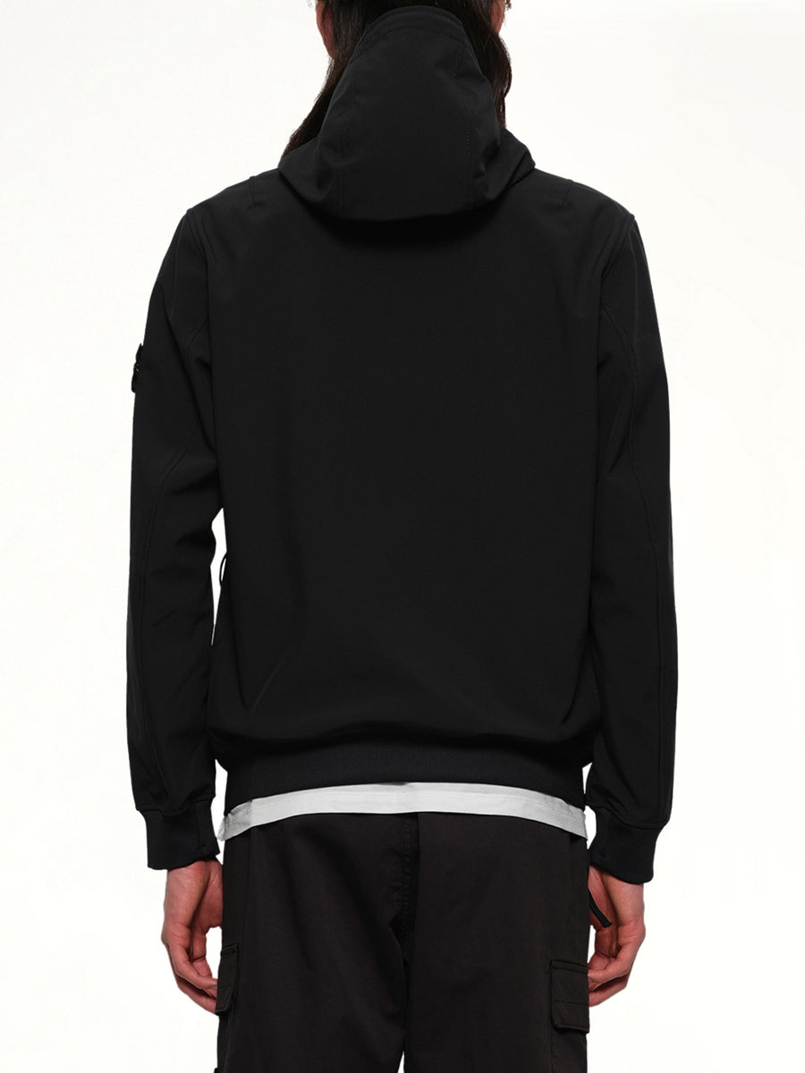 Q100004 Soft Shell Hooded Jacket in Black