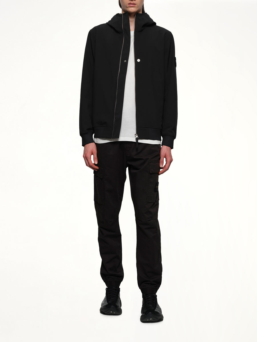 Q100004 Soft Shell Hooded Jacket in Black