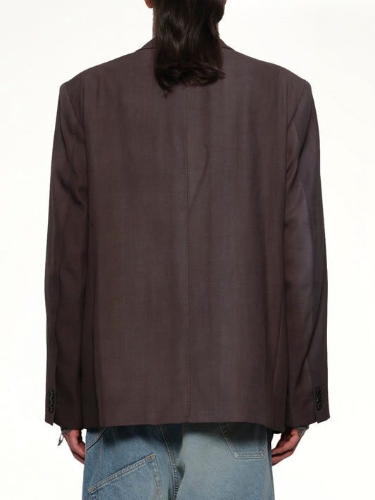 Embroidered Chain Tailored Jacket in Charcoal