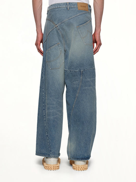 Distorted Cutting Denim Pants in Indigo