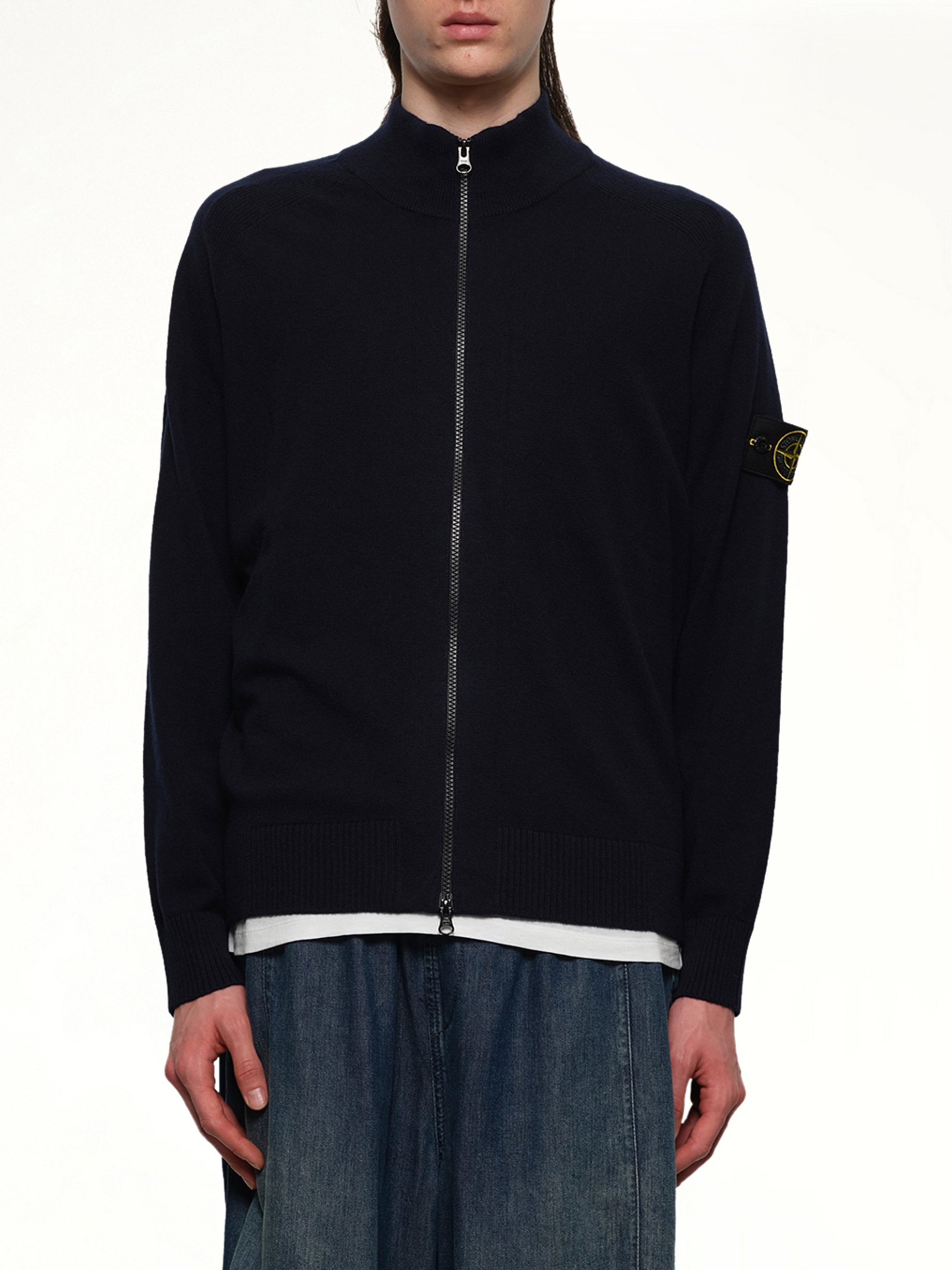 510004 Zip Knit Cardigan in Navy Blue