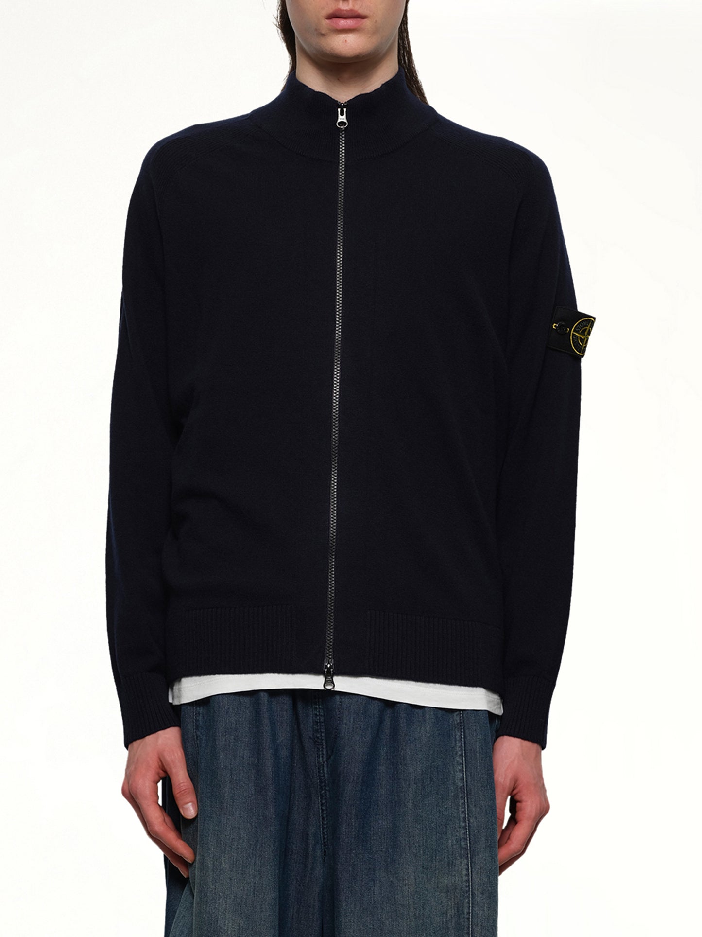 510004 Zip Knit Cardigan in Navy Blue